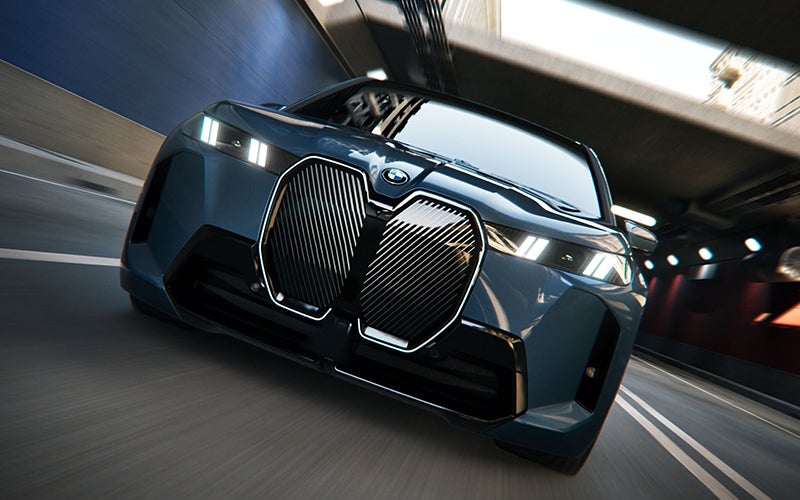 Close up of the BMW iX grille driving. | Flemington BMW in Flemington NJ